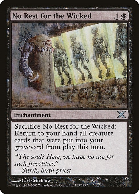 Image for No Rest for the Wicked (165) (10E) - Magic: The Gathering