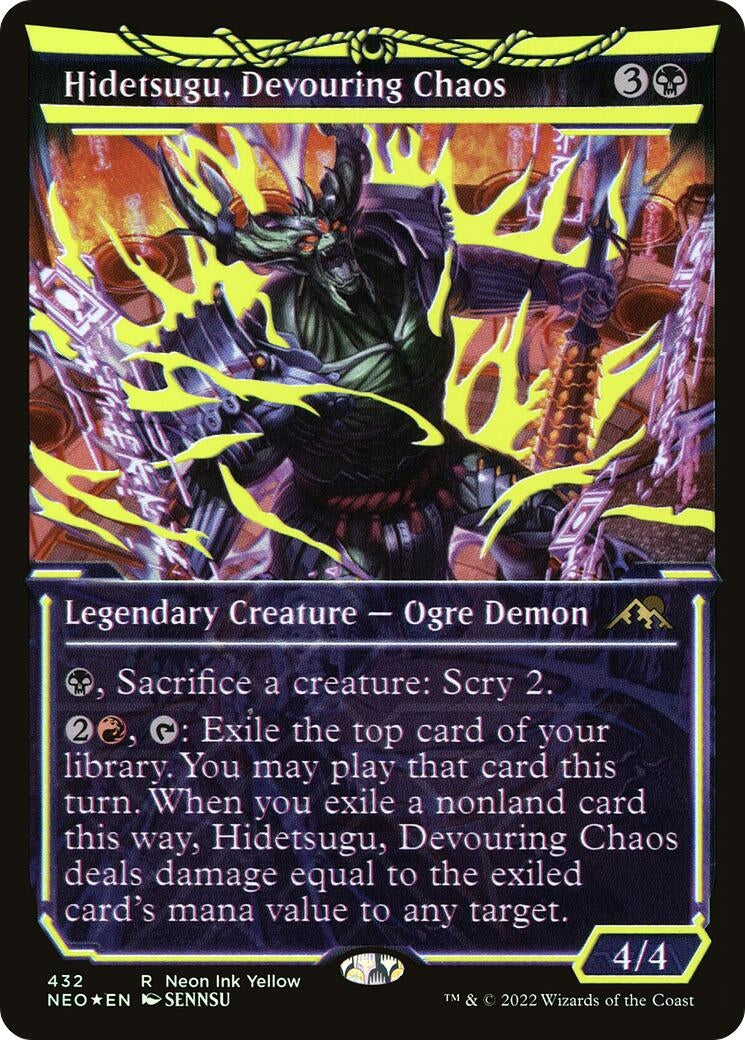 Image for Hidetsugu, Devouring Chaos (Neon Yellow) (WPN Exclusive) (432) (NEO) - Magic: The Gathering