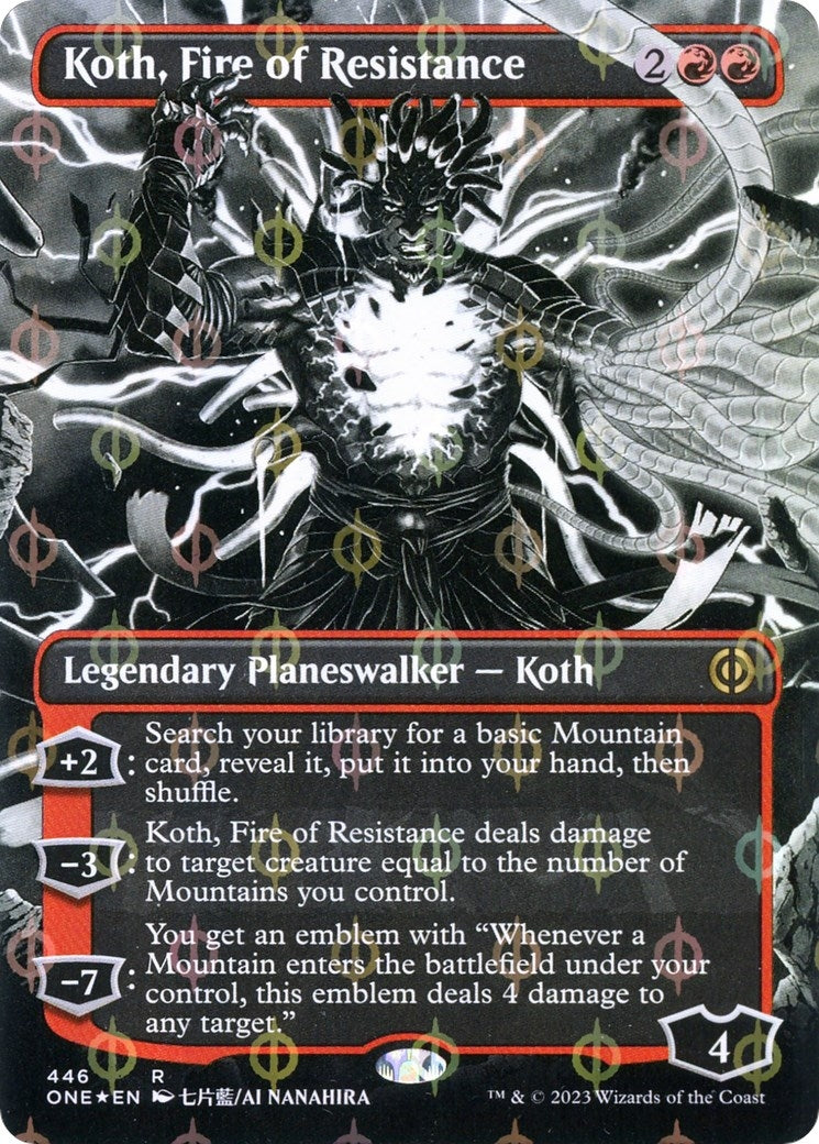 Image for Koth, Fire of Resistance (Borderless) (Step-and-Compleat Foil) (446) (ONE) - Magic: The Gathering