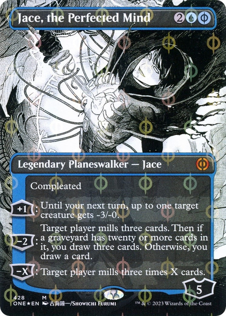 Image for Jace, the Perfected Mind (Borderless) (Step-and-Compleat Foil) (428) (ONE) - Magic: The Gathering