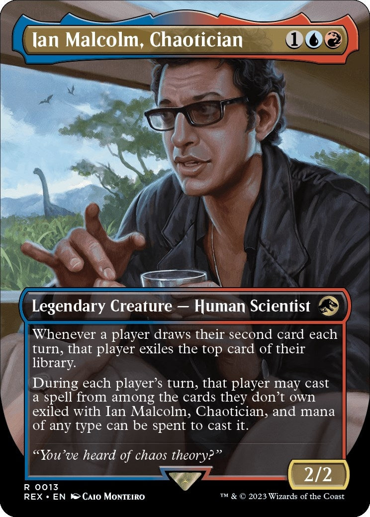 Image for Ian Malcolm, Chaotician (Borderless) (13) (REX) - Magic: The Gathering