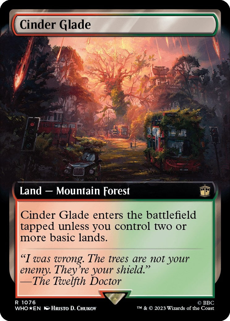 Image for Cinder Glade (Extended Art) (Surge Foil) (1076) (WHO) - Magic: The Gathering