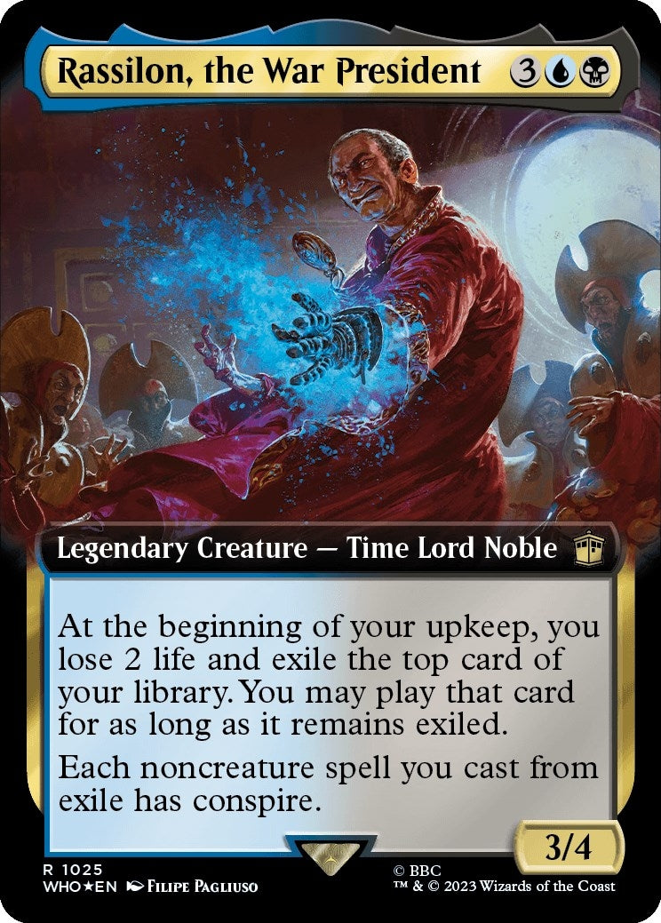 Image for Rassilon, the War President (Extended Art) (Surge Foil) (1025) (WHO) - Magic: The Gathering