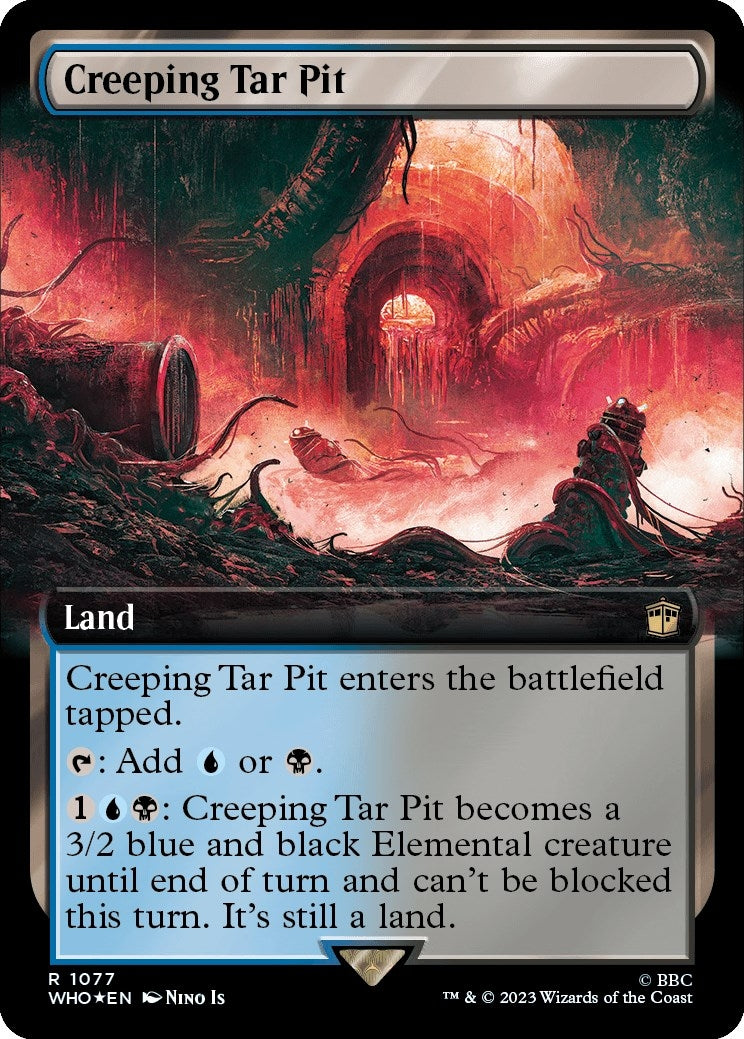 Image for Creeping Tar Pit (Extended Art) (Surge Foil) (1077) (WHO) - Magic: The Gathering