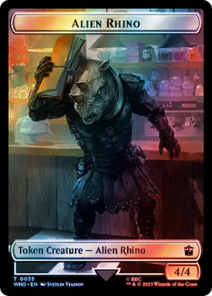 Image for Alien Rhino // Cyberman Double-Sided Token (Surge Foil) (35 // 56) (WHO) - Magic: The Gathering