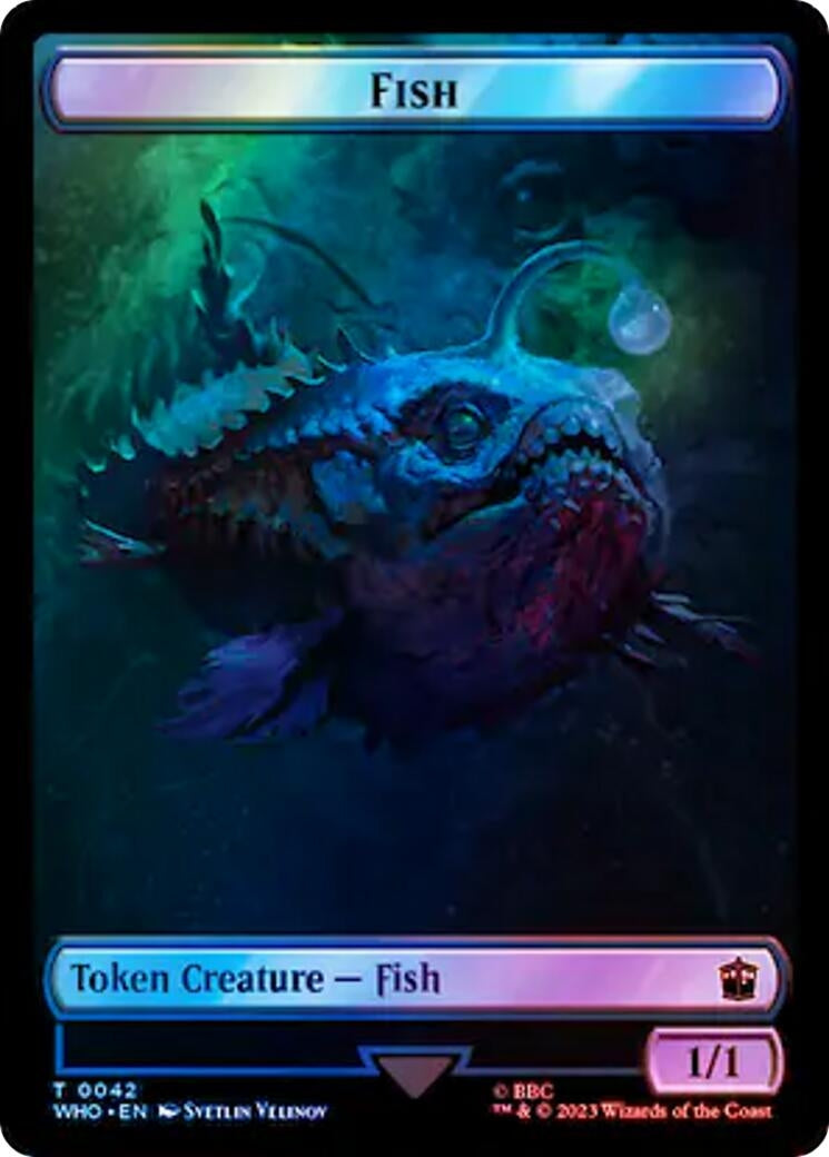 Image for Fish // Cyberman Double-Sided Token (Surge Foil) (42 // 56) (WHO) - Magic: The Gathering