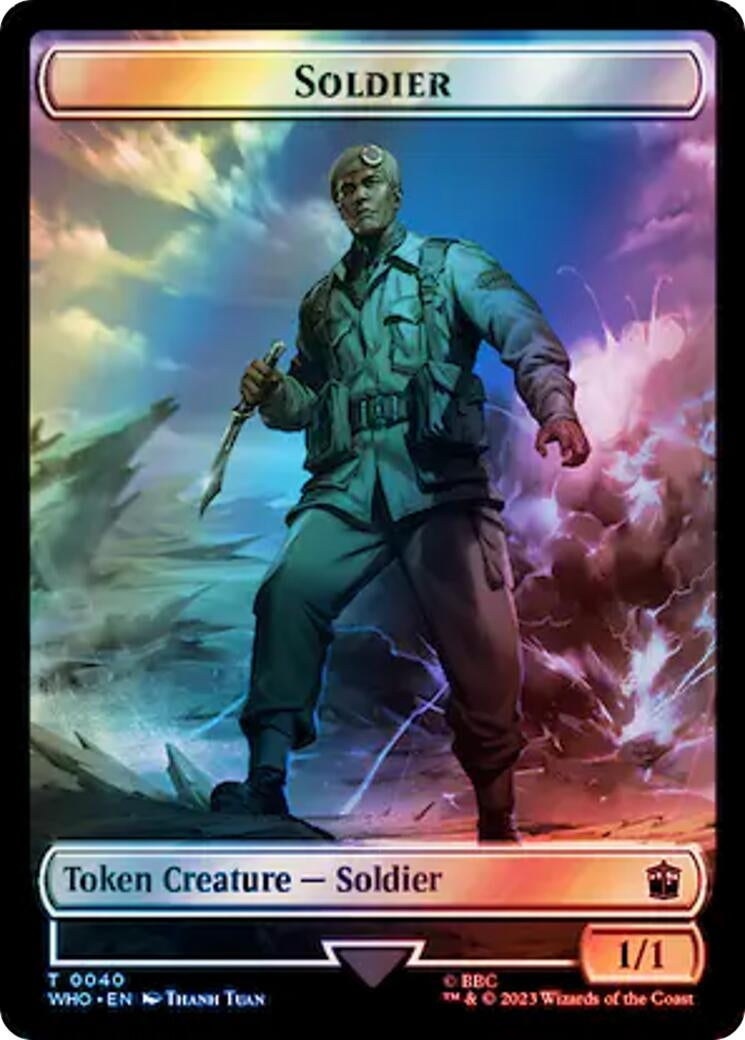 Image for Soldier // Osgood, Operation Double Double-Sided Token (Surge Foil) (40 // 64) (WHO) - Magic: The Gathering