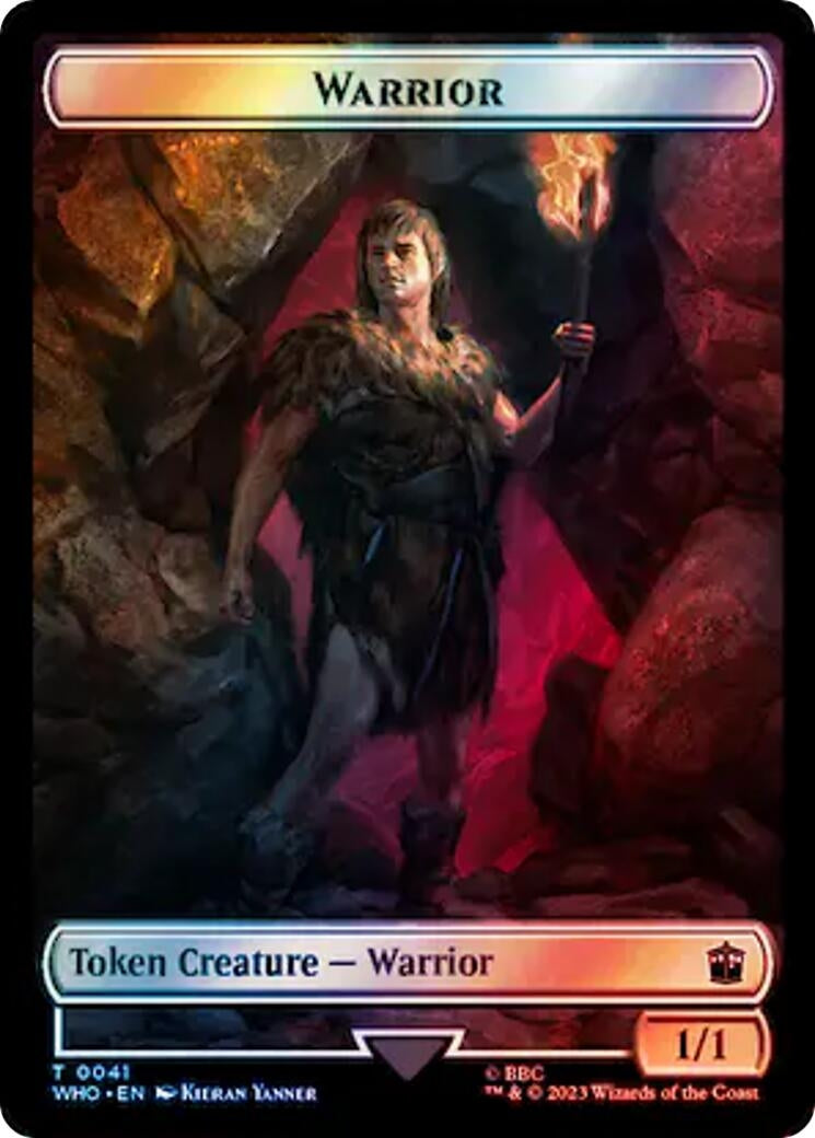 Image for Warrior // Cyberman Double-Sided Token (Surge Foil) (41 // 56) (WHO) - Magic: The Gathering