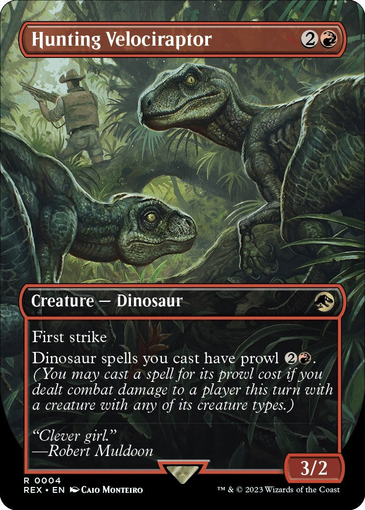 Image for Hunting Velociraptor (Borderless) (4) (REX) - Magic: The Gathering