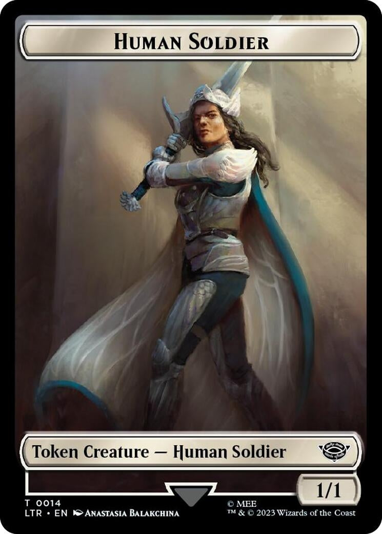 Image for Human Soldier (0014) // Food (0024) Double-Sided Token (Surge Foil) (14 // 24) (LTR) - Magic: The Gathering