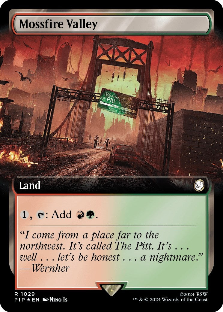 Image for Mossfire Valley (Extended Art) (Surge Foil) (1029) (PIP) - Magic: The Gathering