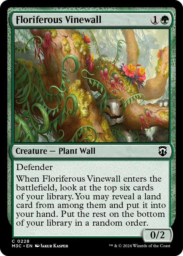 Image for Floriferous Vinewall (Ripple Foil) (228) (M3C) - Magic: The Gathering