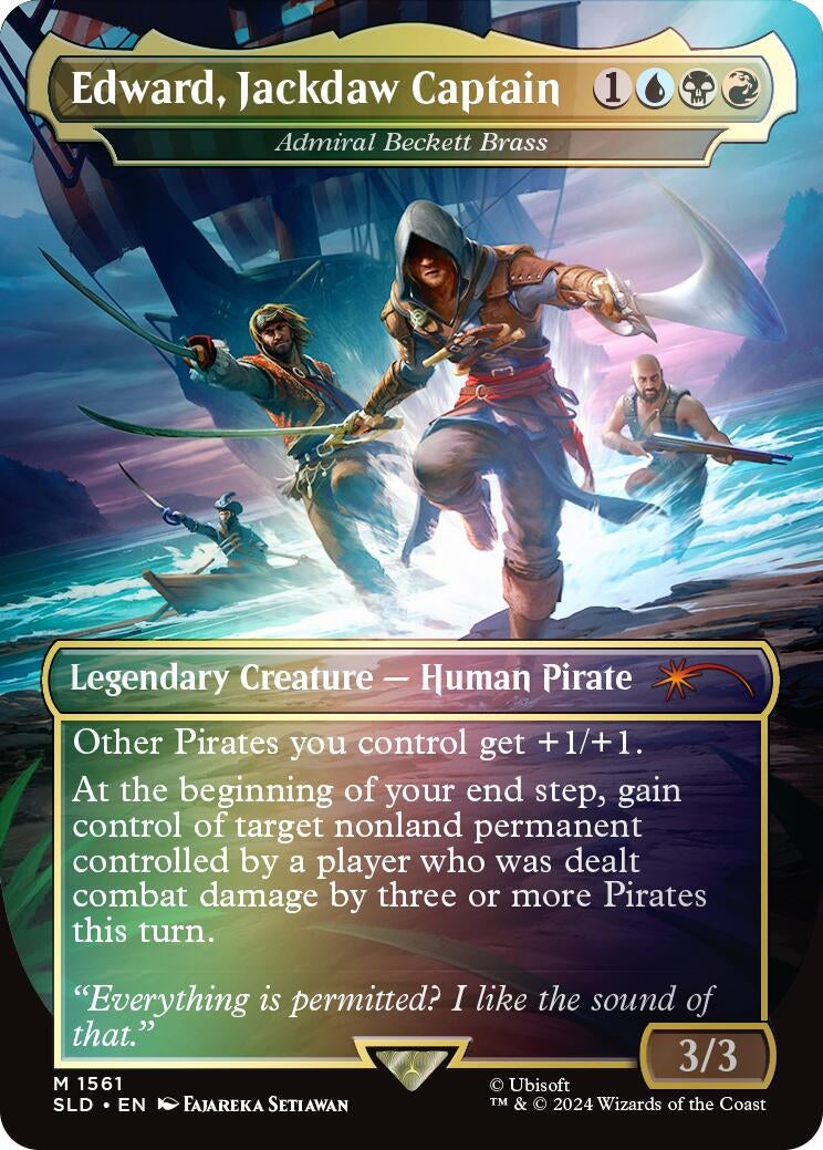 Image for Edward, Jackdaw Captain - Admiral Beckett Brass (Rainbow Foil) (1561) (SLD) - Magic: The Gathering