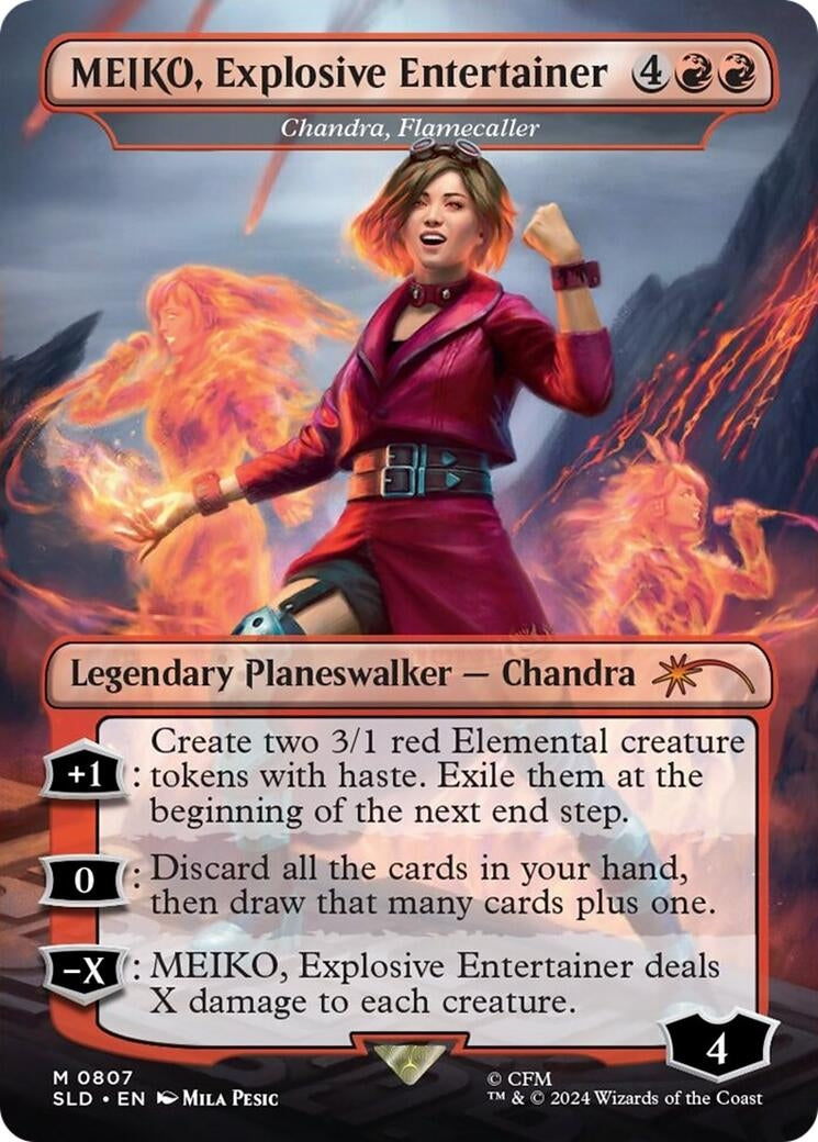Image for MEIKO, Explosive Entertainer - Chandra, Flamecaller (807) (SLD) - Magic: The Gathering