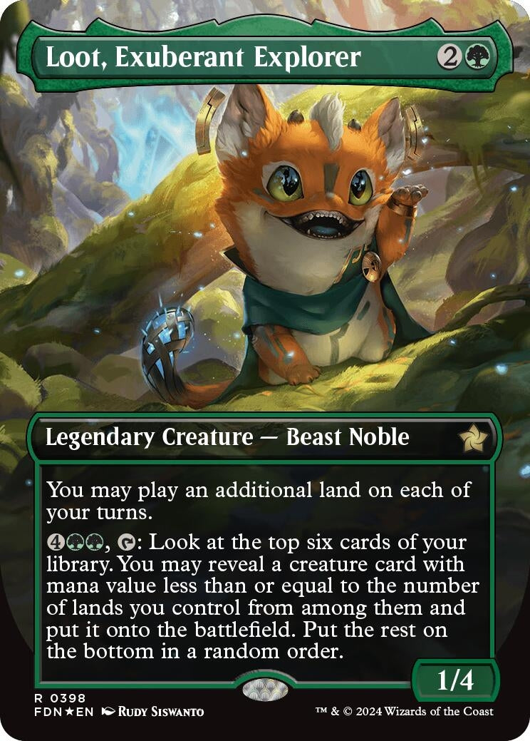 Image for Loot, Exuberant Explorer (Borderless) (Mana Foil) (398) (FDN) - Magic: The Gathering