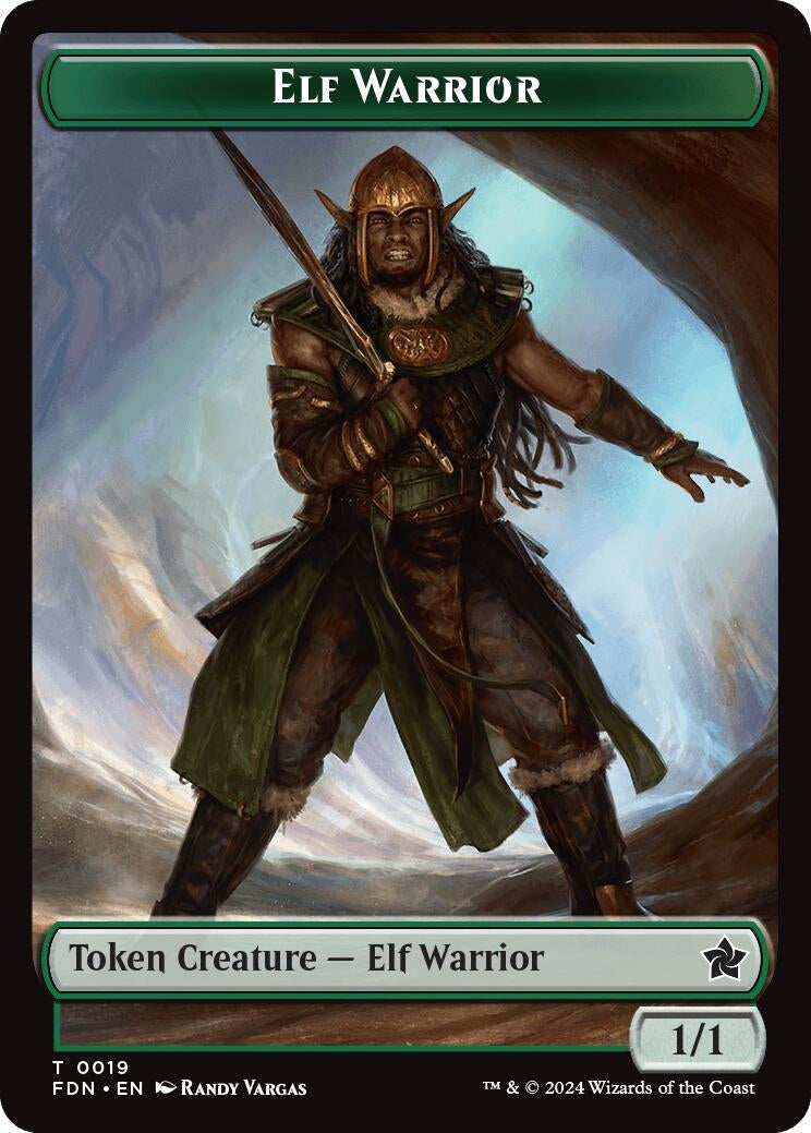 Image for Elf Warrior // Cat (001) Doubled-Sided Token (19 // 1) (FDN) - Magic: The Gathering