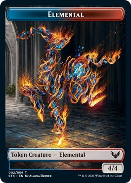 Elemental (2) // Emblem - Rowan, Scholar of Sparks Double-sided Token (9) (2 // 9) (STX)