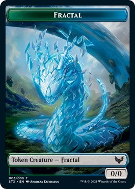 Fractal (3) // Emblem - Rowan, Scholar of Sparks (9) Double-sided Token (3 // 9) (STX)