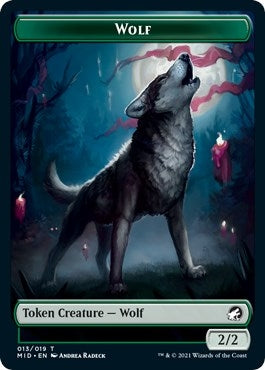 Image for Wolf // Emblem - Teferi, Who Slows the Sunset Double-Sided Token (13 // 17) (MID) - Magic: The Gathering