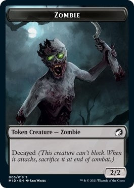 Image for Zombie (005) // Bird Double-Sided Token (5 // 3) (MID) - Magic: The Gathering