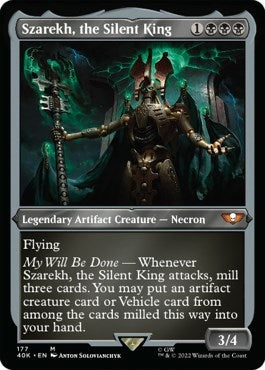 Image for Szarekh, the Silent King (Display Commander) (Surge Foil) - Thick Stock (177) (40K) - Magic: The Gathering