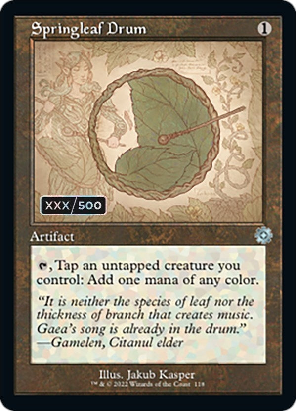 Image for Springleaf Drum (Schematic) (Serial Numbered) (118) (BRR) - Magic: The Gathering