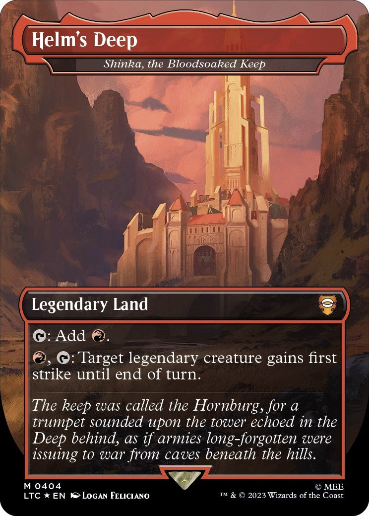 Image for Helm's Deep - Shinka, the Bloodsoaked Keep (Borderless) (Surge Foil) (404) (LTC) - Magic: The Gathering