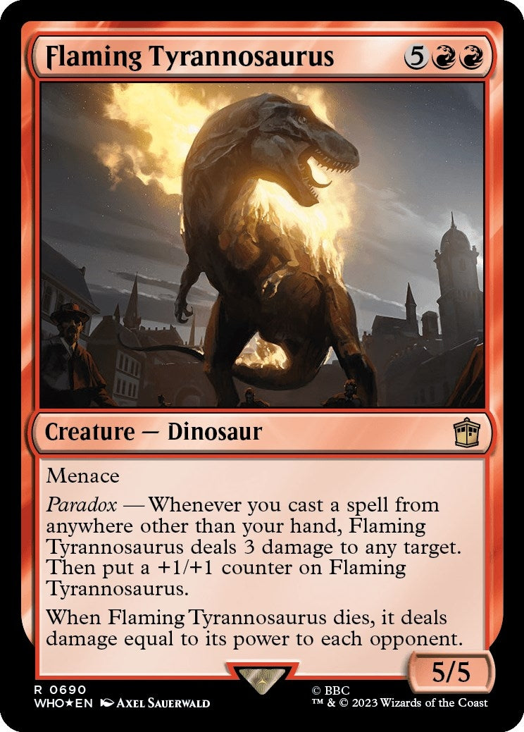 Image for Flaming Tyrannosaurus (Surge Foil) (690) (WHO) - Magic: The Gathering