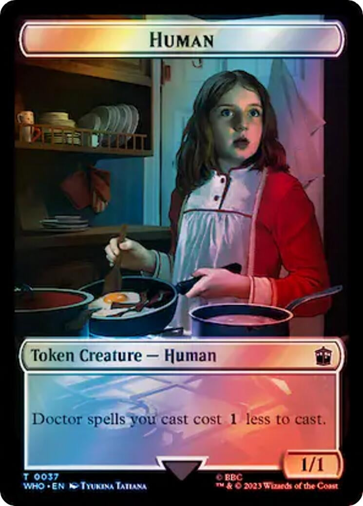 Image for Human (0037) // Mark of the Rani Double-Sided Token (Surge Foil) (37 // 47) (WHO) - Magic: The Gathering