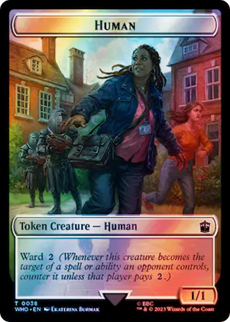 Image for Human (0038) // Food (0059) Double-Sided Token (Surge Foil) (38 // 59) (WHO) - Magic: The Gathering