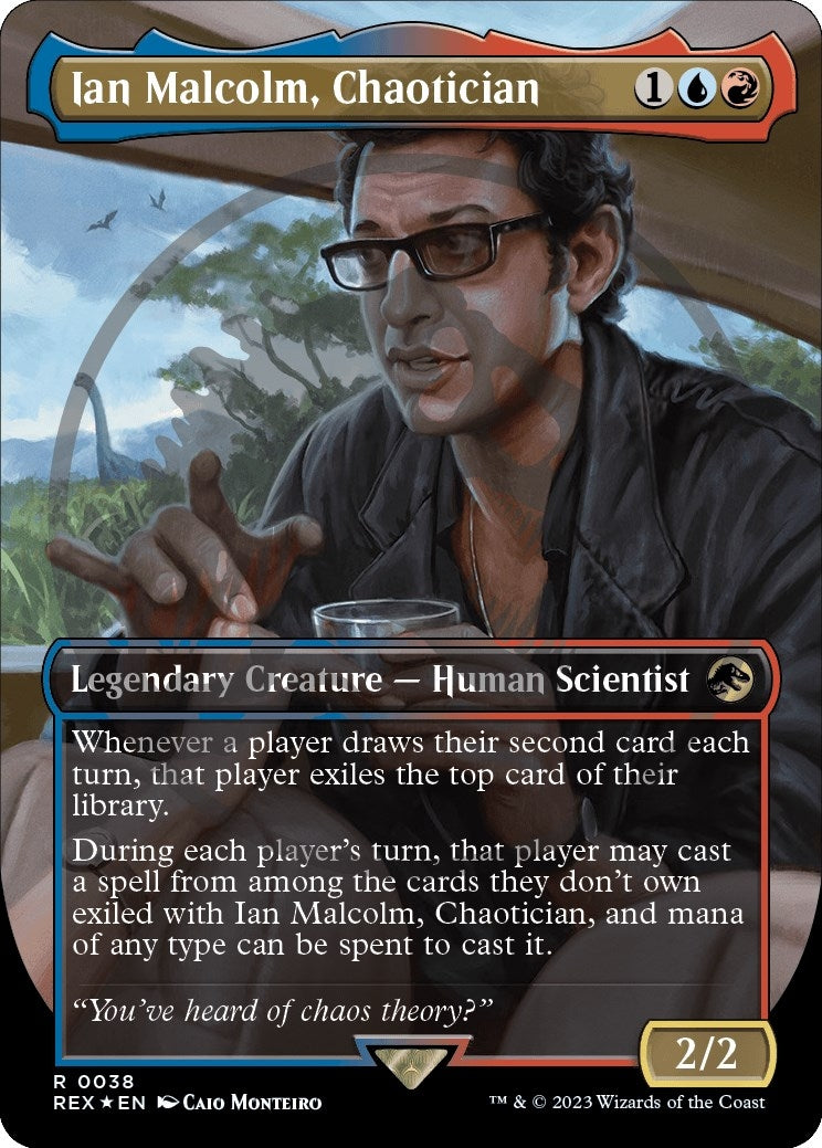 Image for Ian Malcolm, Chaotician (Borderless) (Emblem) (38) (REX) - Magic: The Gathering