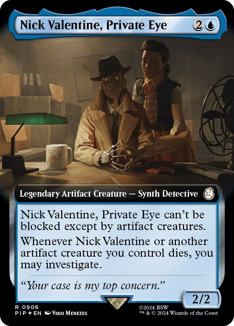 Image for Nick Valentine, Private Eye (Extended Art) (Surge Foil) (906) (PIP) - Magic: The Gathering