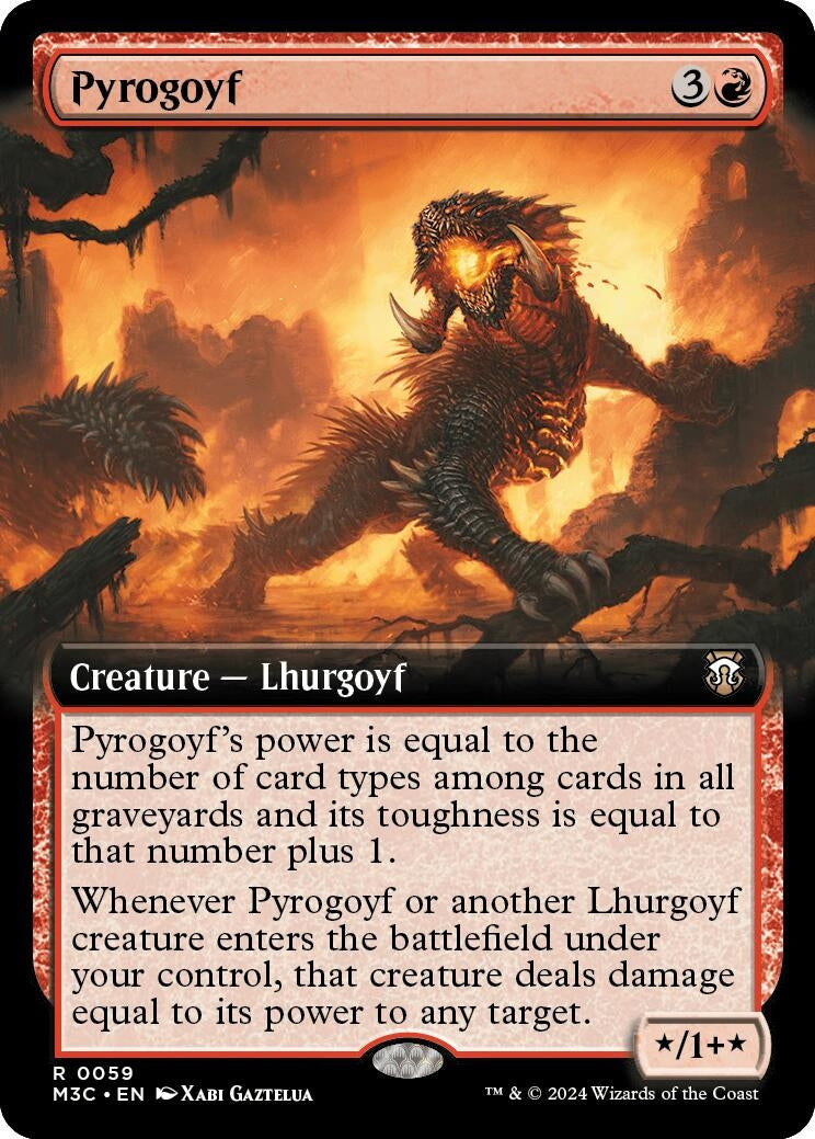 Image for Pyrogoyf (Extended Art) (Ripple Foil) (59) (M3C) - Magic: The Gathering