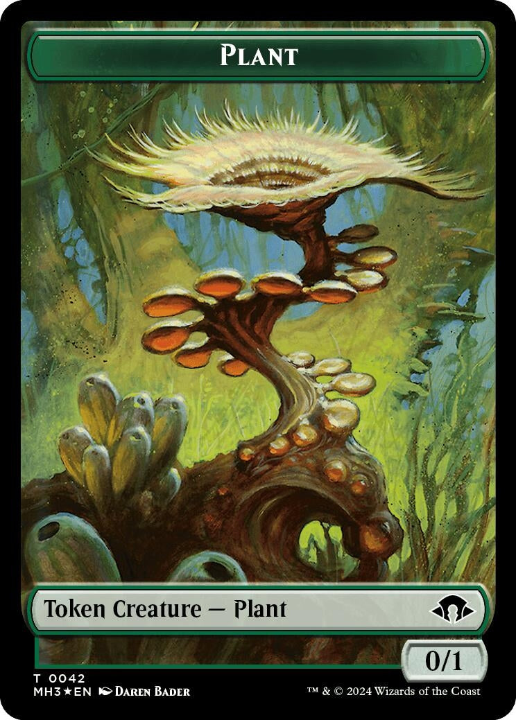 Image for Plant (Ripple Foil) // Zombie  Double-Sided Token (42 // 21) (MH3) - Magic: The Gathering