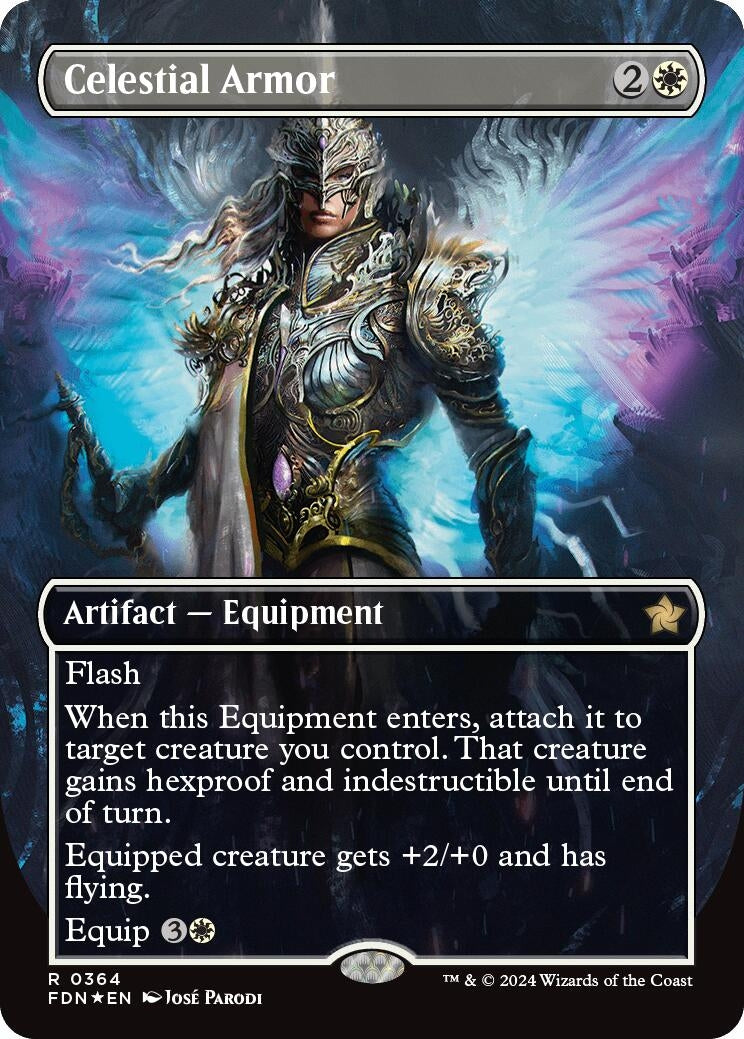 Image for Celestial Armor (Borderless) (Mana Foil) (364) (FDN) - Magic: The Gathering